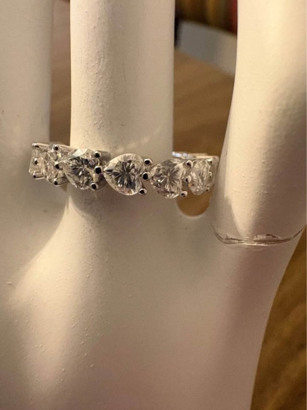 Sterling Silver Moissanite Eternity Heart Ring 4.80CT Size 6